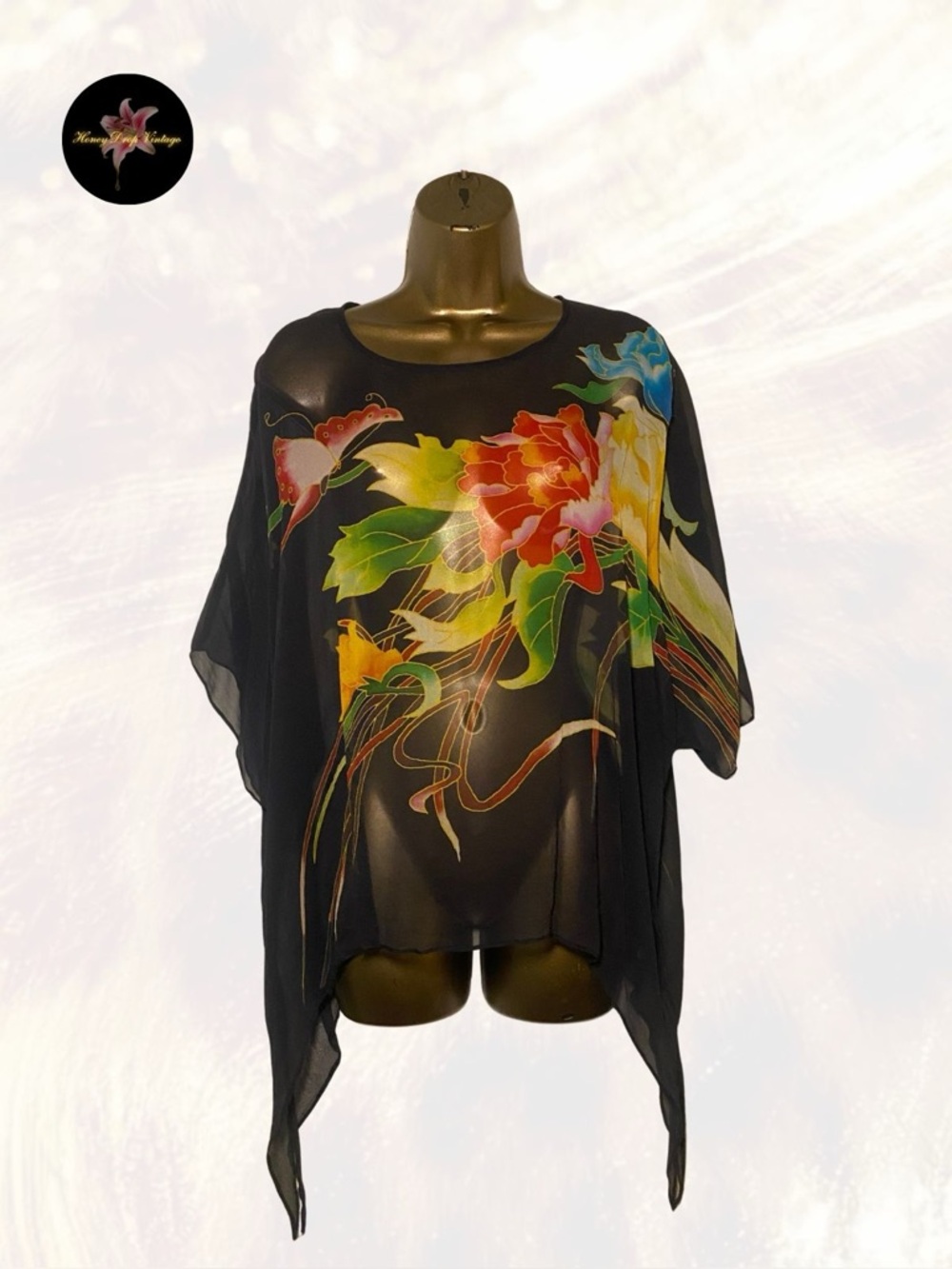 Cocoon House 100% Silk Floral Sheer Blouse